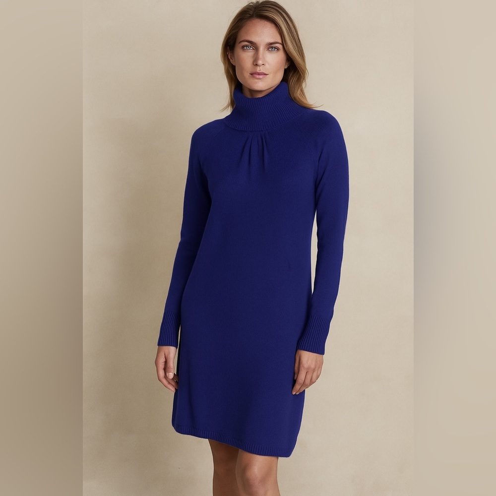 Banana Republic Royal Blue Long Sleeve Turtleneck Sweater Dress
